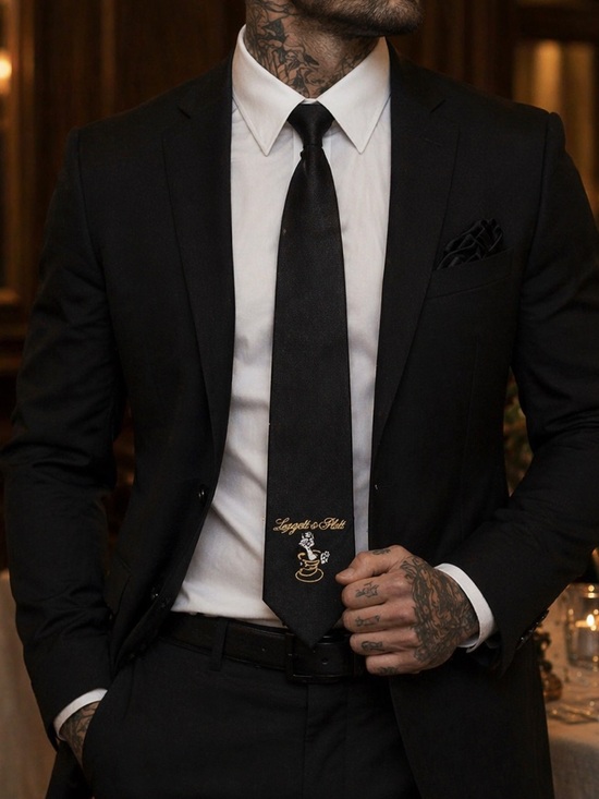 Jeffrey Scott Other - Jeffrey Scott Black Embroidered Neck Tie | Leggett & Platt Gold Logo Tie Formal